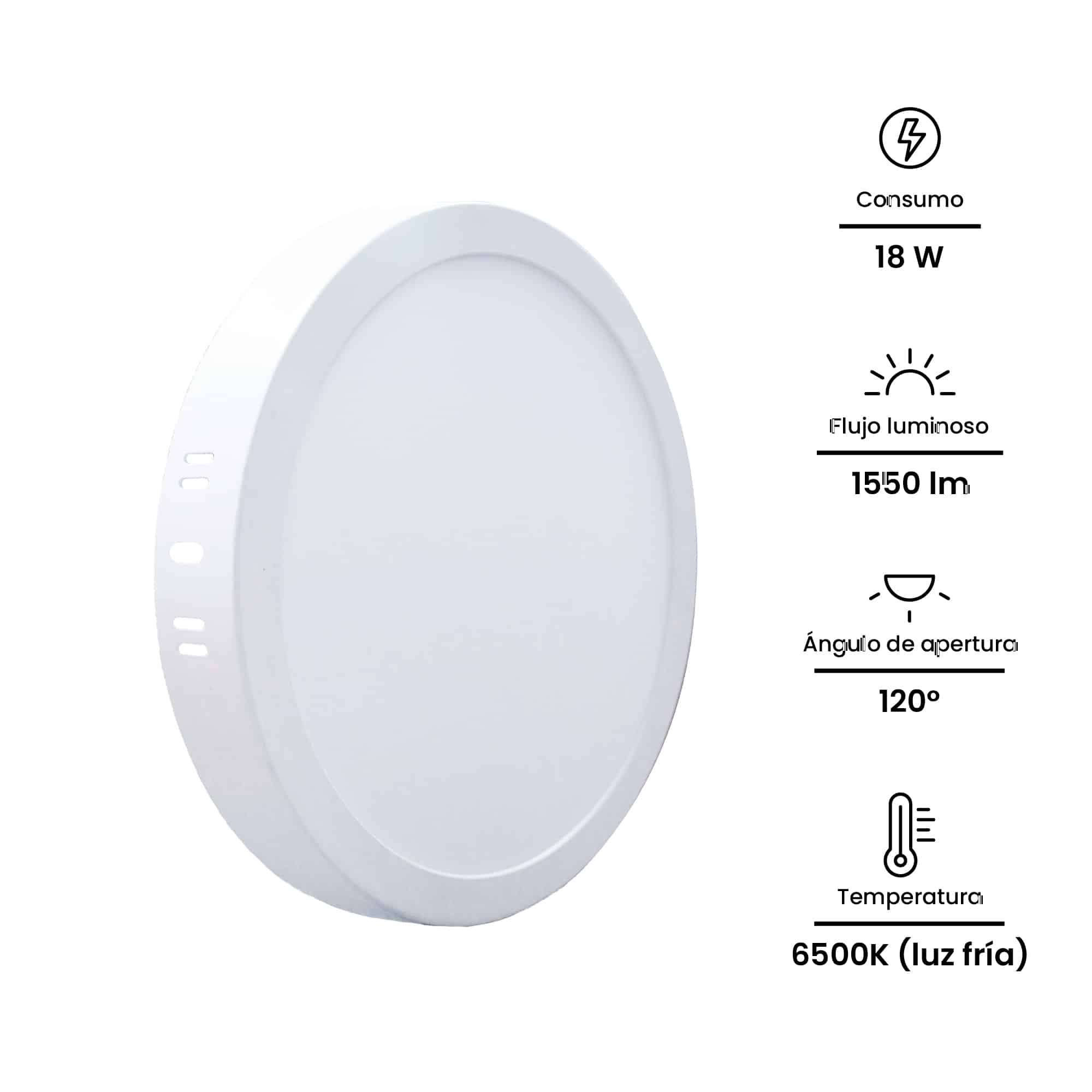 DOWNLIGHT LED CIRCULAR ADOSADO 18W 1550lM IP20 6500K 220-240VAC NV-LPS1-18WR NAVIA LED2