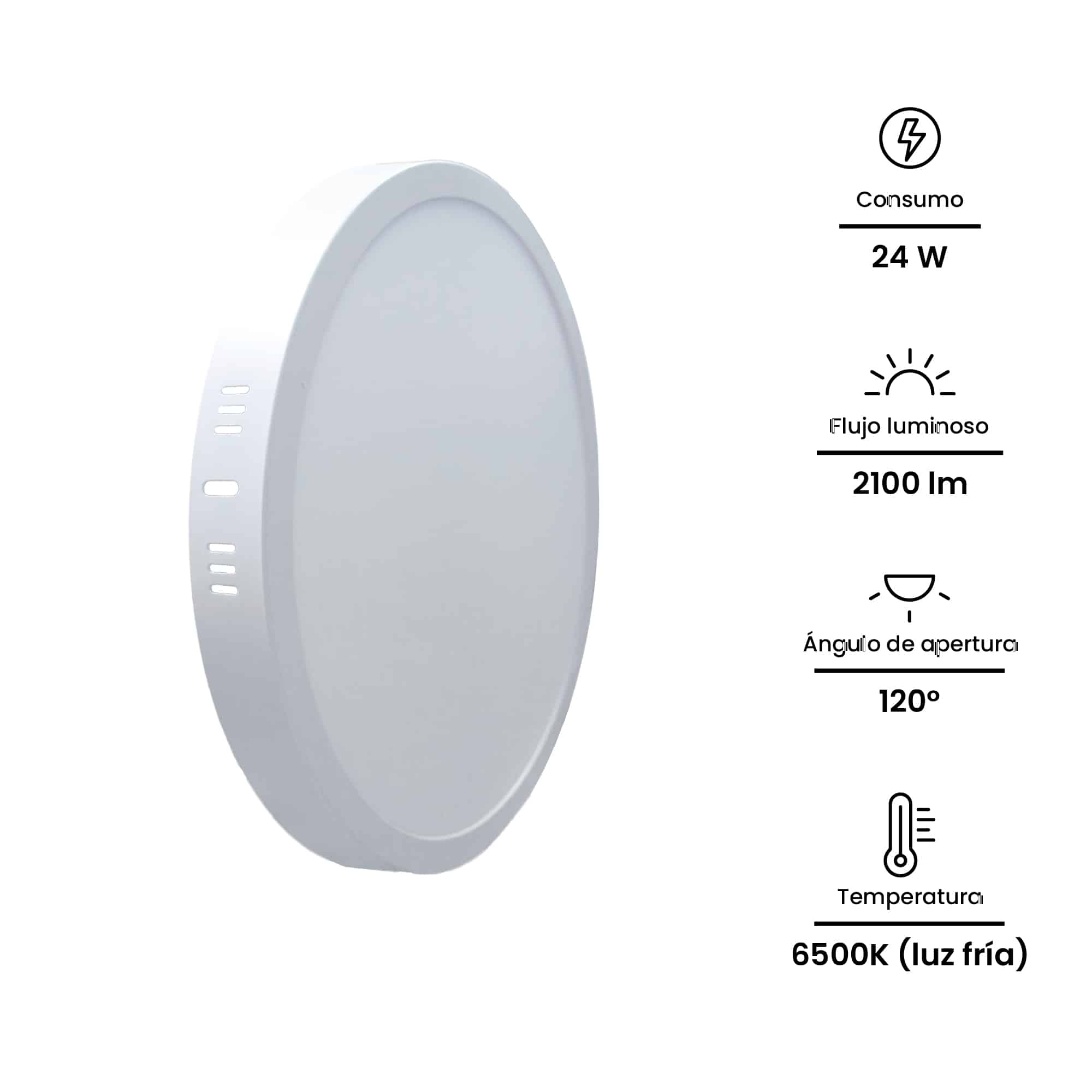 DOWNLIGHT LED CIRCULAR ADOSADO 24W 2100lM IP20 6500K 220-240VAC NV-LPS1-24WR NAVIA LED2
