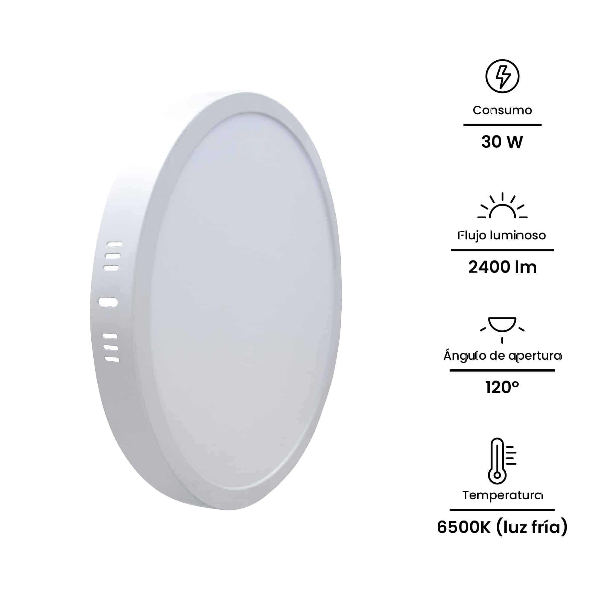 DOWNLIGHT LED CIRCULAR ADOSADO 30W 2400lM IP20 6500K 220-240VAC NV NAVIA LED2