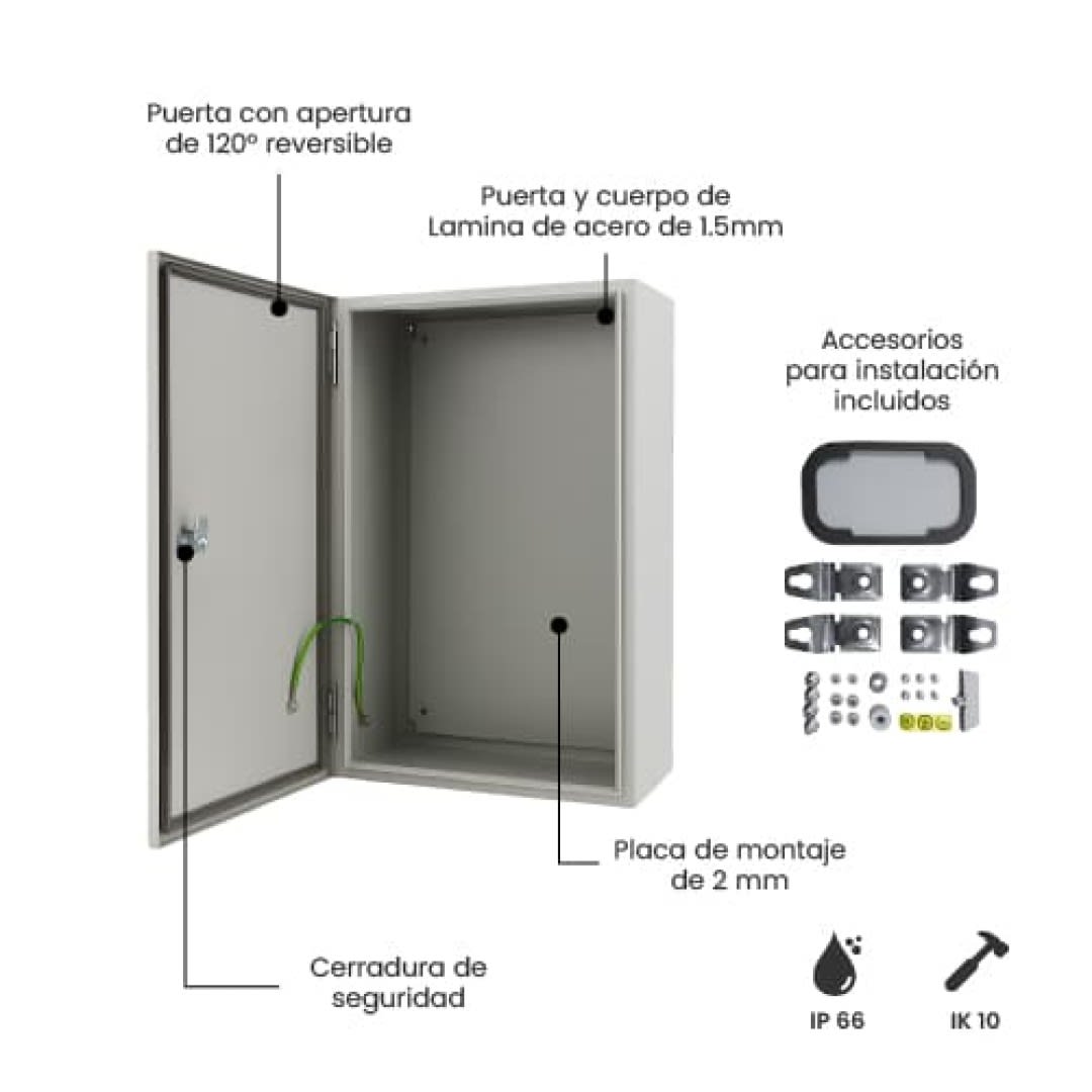 TABLERO METALICO ADOSABLE HERMETICO C/PLACA DE ACERO IP66 1200X800X300MM NVB128/300 NAVIA BOX3