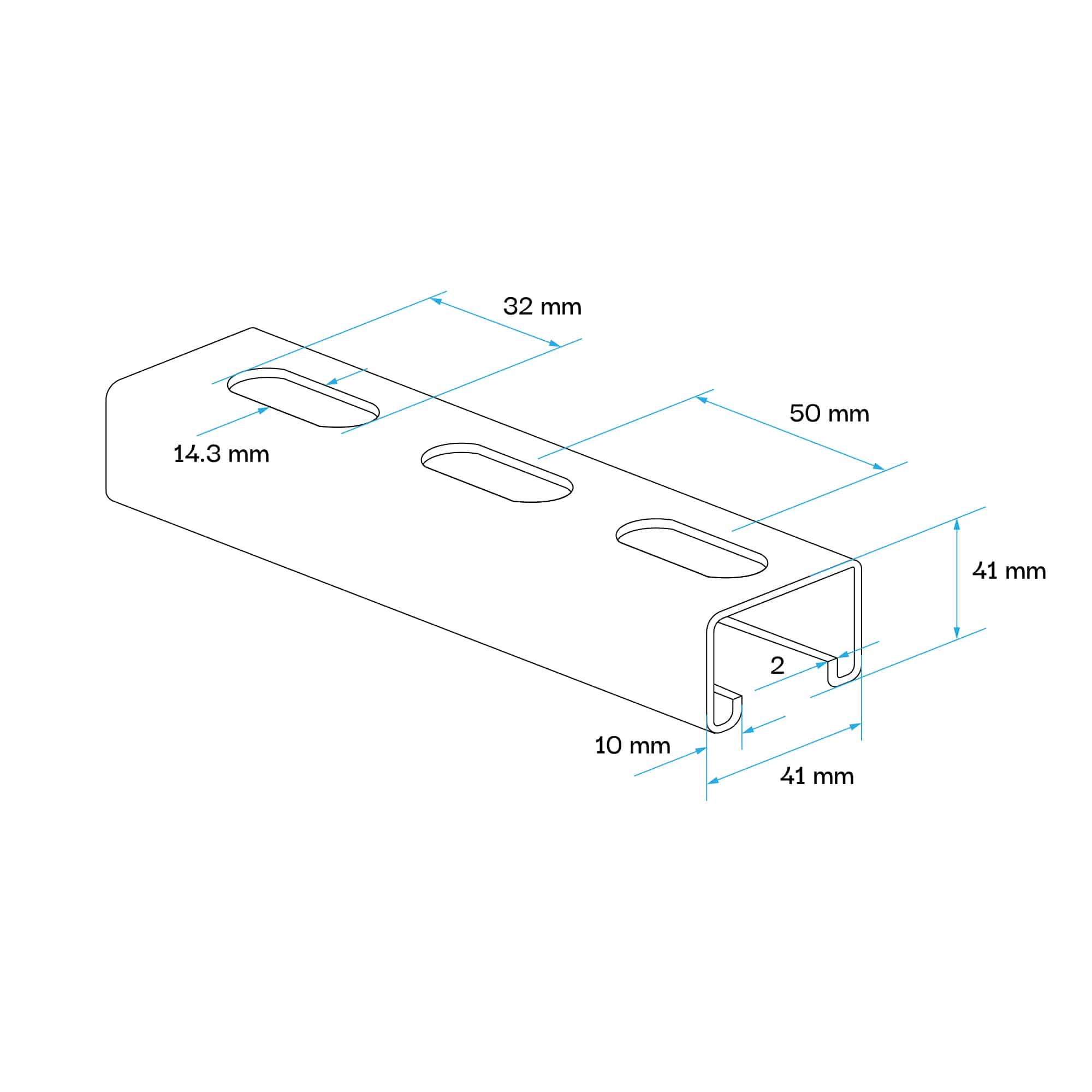 RIEL STRUT 41MMX41MM RANURADO 3MTS ACERO ELECTRO GALVANIZADO. FORM ''A''. EE: 2.0MM. MODELO: PARA MECANO2