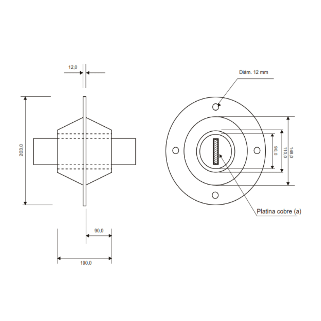 PASAMURO BUSHING 7,2KV TIPO PMI-7,2 - A MELBAT2