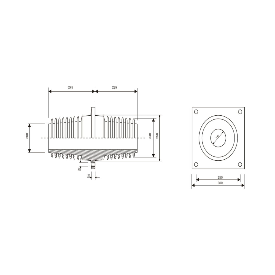 PASAMURO BUSHING 24KV TIPO PMI-36/130 MELBAT2