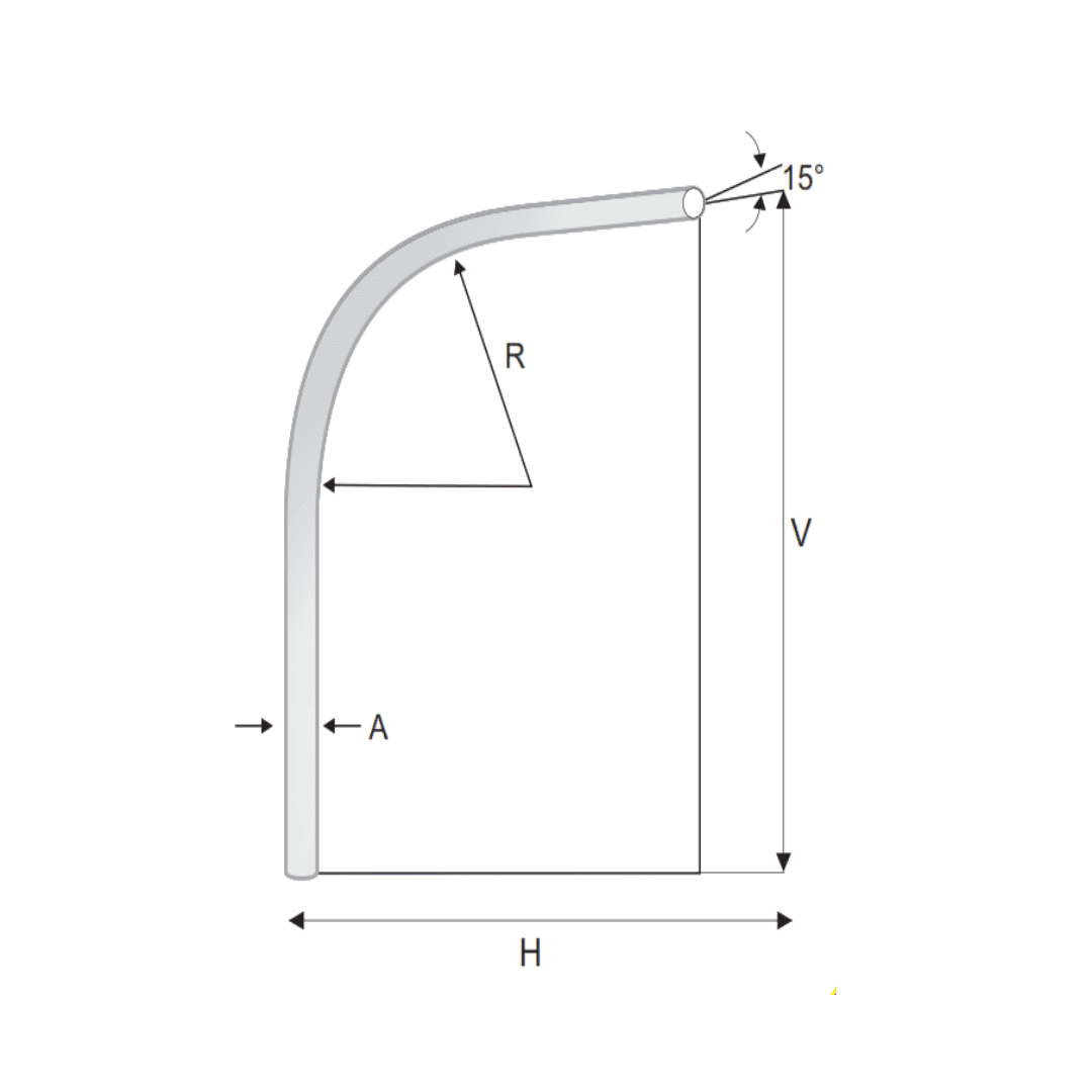 PASTORAL TIPO PARABOLICO 1-1/2'' H:2000 V:1290 R:600MM GALV CALIENTE AP6070050 ARAGCU AP3