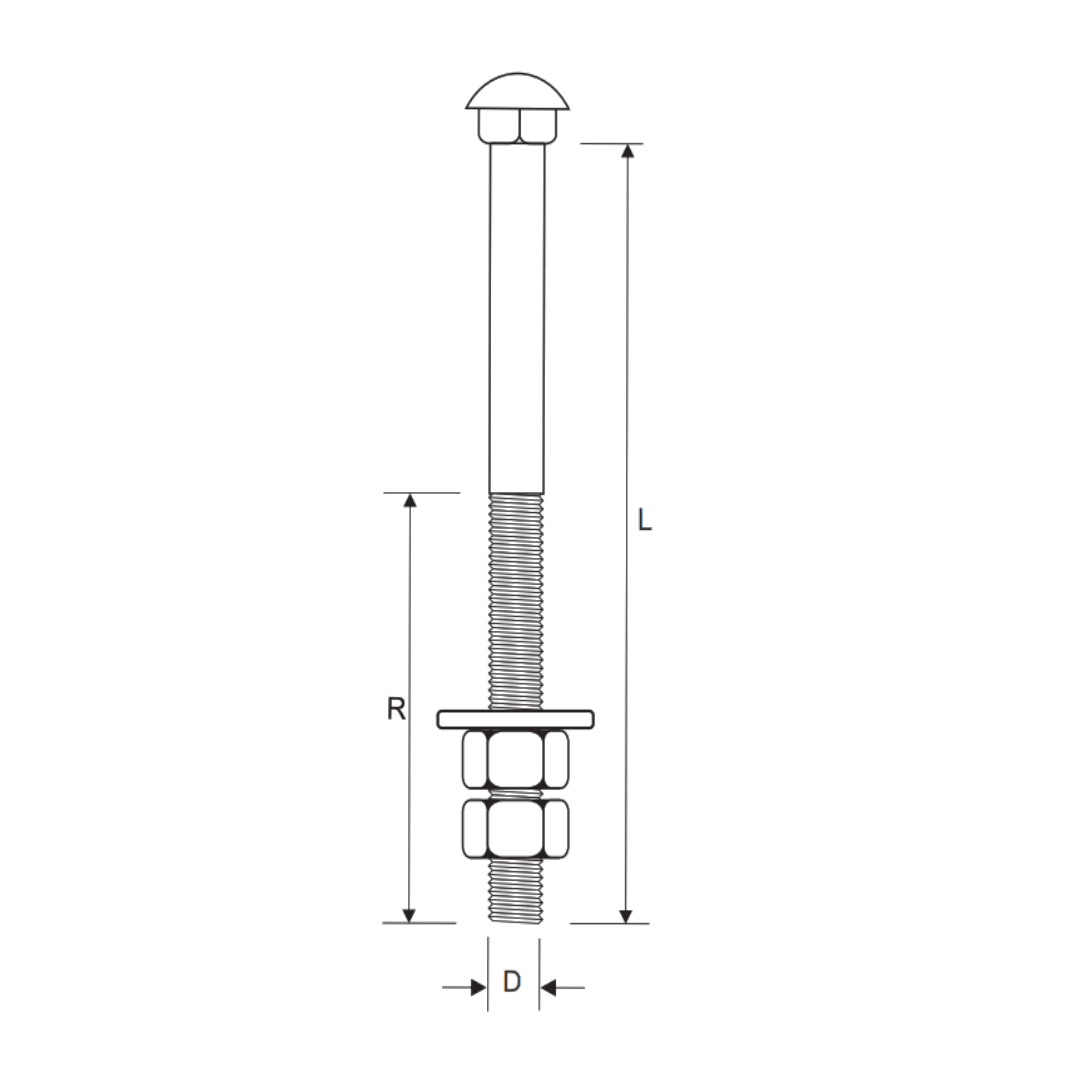 PERNO COCHE 1/2''X102MM 35KN GALV CALIENTE AP3033032 ARAGCU BT2