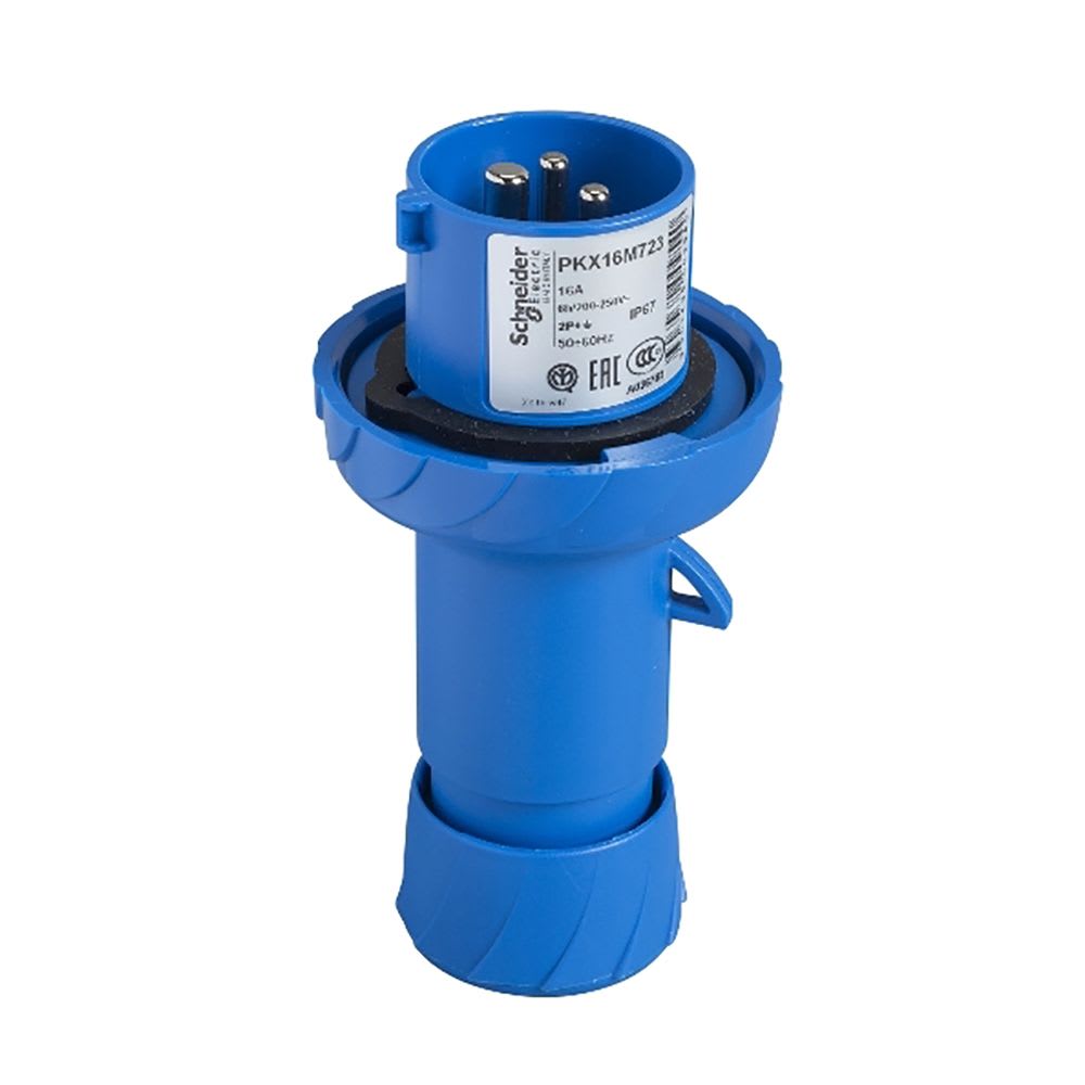 TOMACORRIENTE AEREO INDUSTRIAL 2X16A+T 250V IP67 6H PRATIKA PKY16M723 SCHNEIDER ELECTRIC1