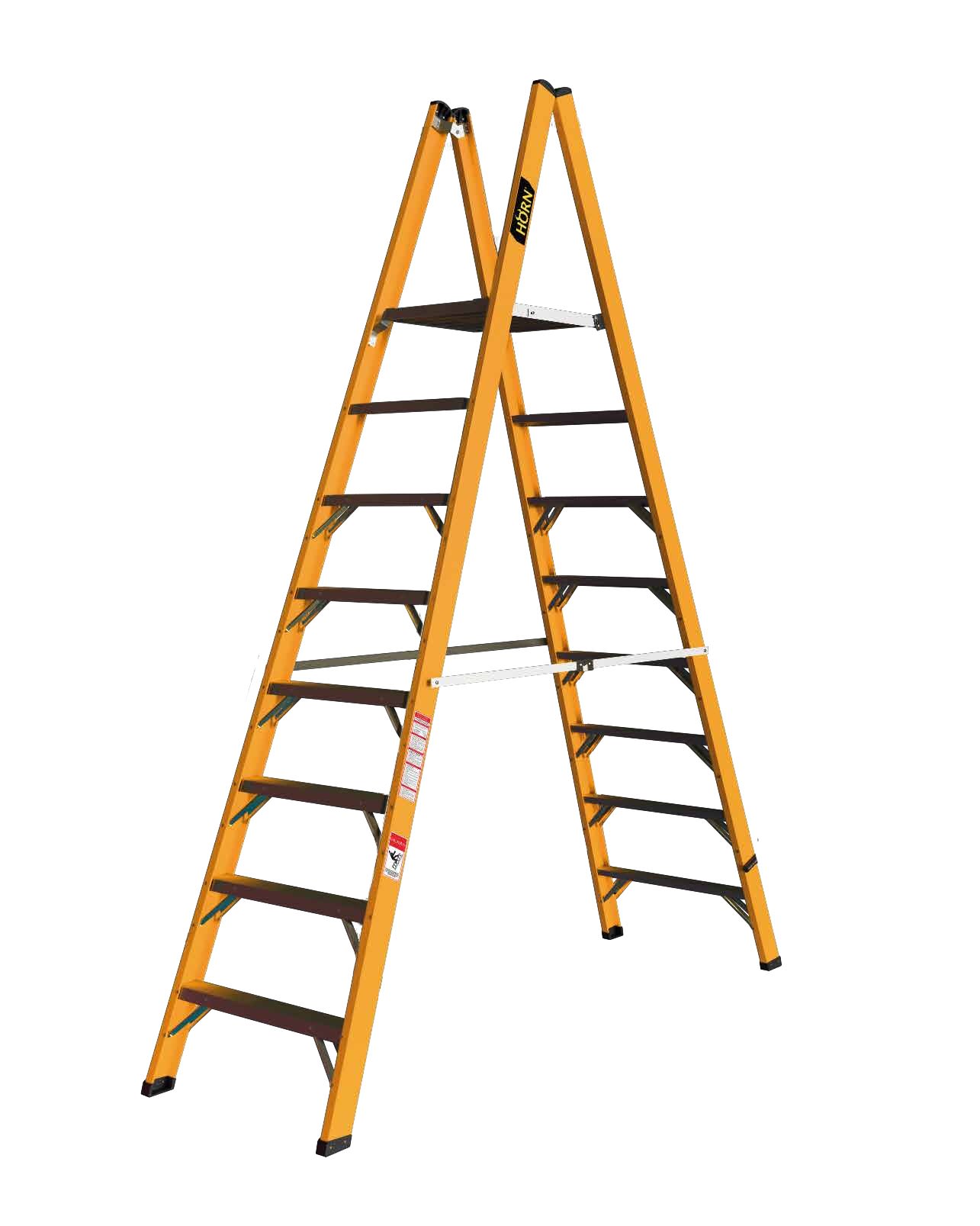 ESCALERA TIPO PLATAFORMA DOBLE 08 PASOS FIBRA DE VIDRIO HESC-FV-7-08 HORN1