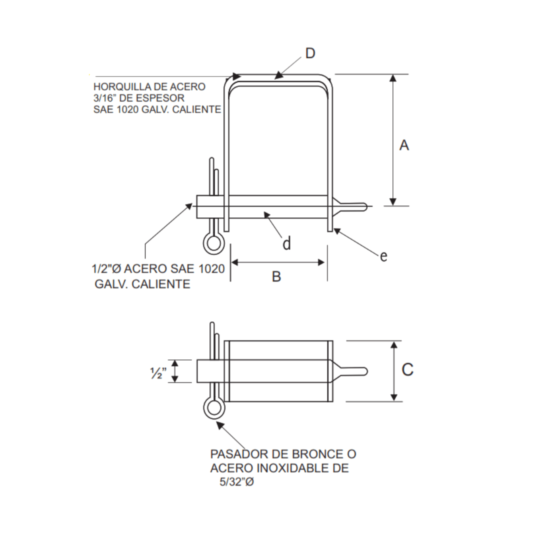 PORTALINEA VERTICAL UNIPOLAR CLEVIS 53-1 70X58MM (1/2