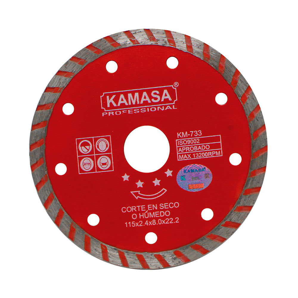 DISCO DIAMANTADO TURBO 115MM KAMASA PARA CORTE EN CONCRETO Y AZULEJO