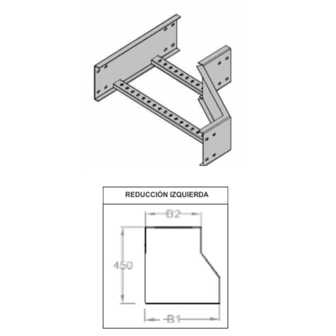 REDUCCION IZQUIERDA 900X750MM GALV. CALIENTE ARAGCU VM2