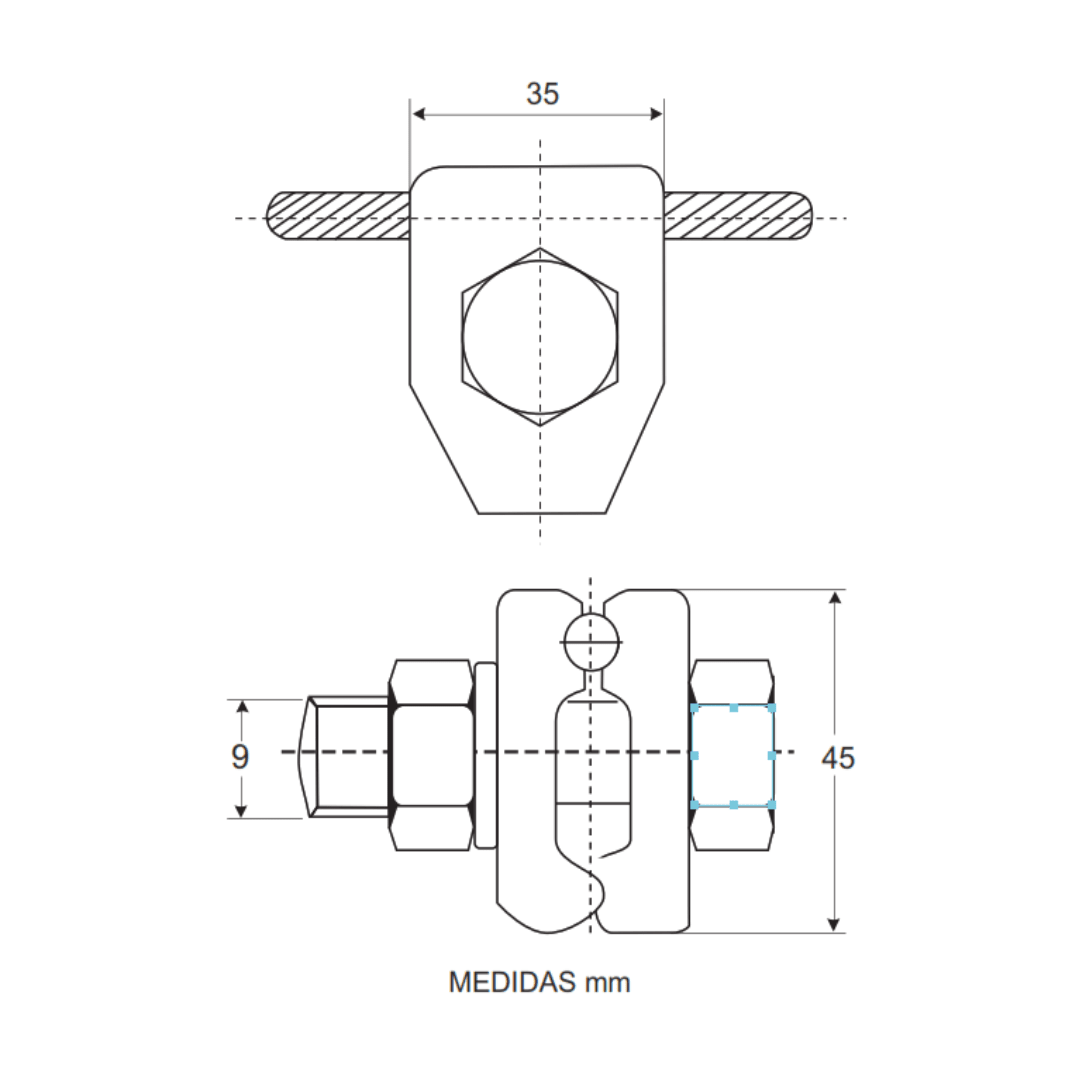 CONECTOR DE BRONCE DE UNA VIA (SEMI OMEGA) 6-50MM 0.16KG AP2017102 ARAGCU PT2