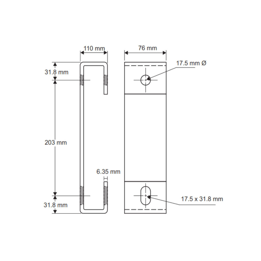 SOPORTE SEPARADOR PARA ESPIGA DE VERTICE DE POSTE 203X110X6.3MM AP5292022 GALV CALIENTE ARAGCU MT2