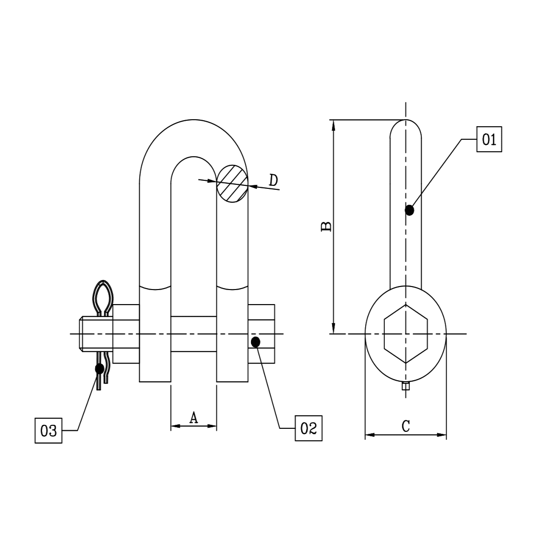 GRILLETE RECTO DE F°G° 5/8'' 70KN D1GL0101 ARAGCU MT2