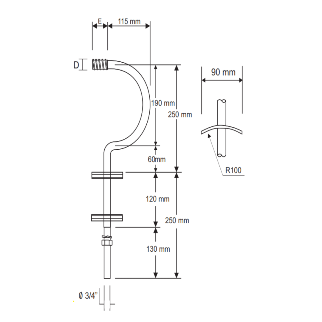 SOPORTE CURVO PARA AISLADOR TIPO PIN 1-3/8'' 34.9MM GALV CALIENTE AP5292104 ARAGCU MT2