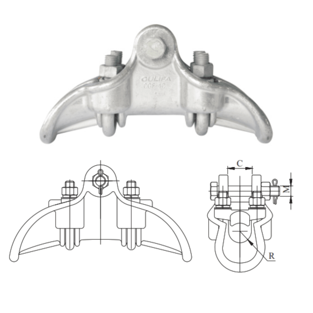 GRAPAS DE SUSPENSION ALUMINIO MODELO CGF-5 Ø27.4-34.0MM 70KN ARAGCU HE