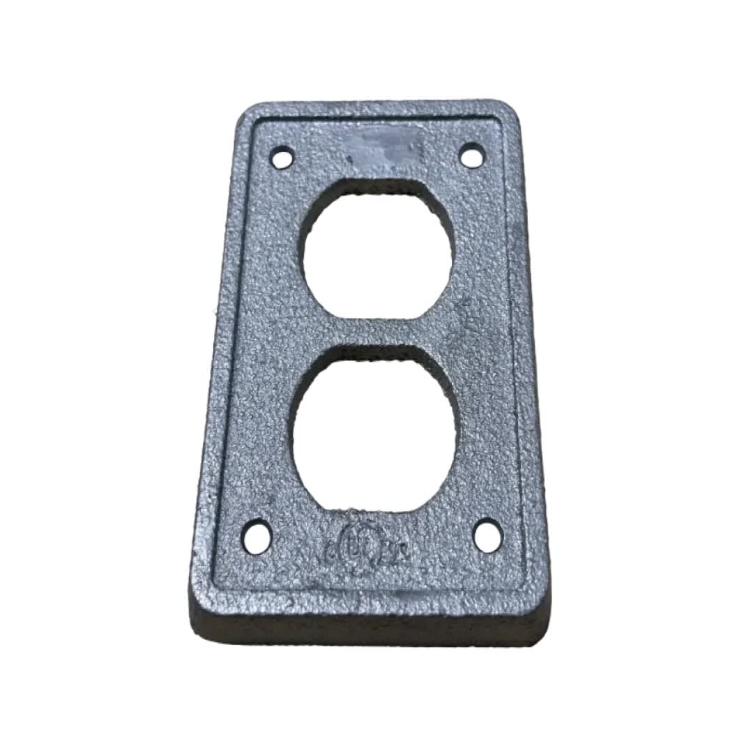 TAPA TOMACORRIENTE DOBLE P/CAJA FS ACERO 4X2 UL PRODUIT1
