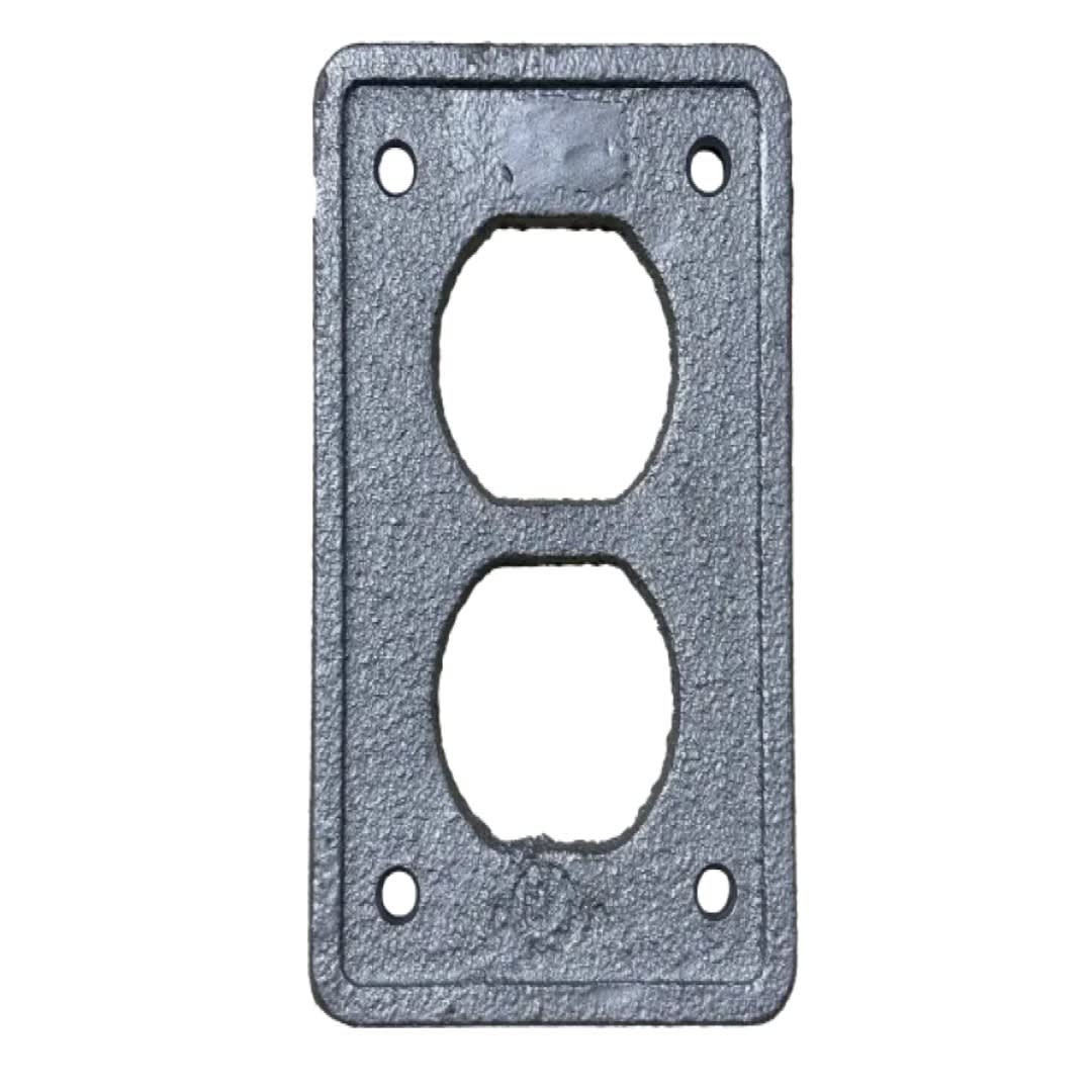 TAPA TOMACORRIENTE DOBLE P/CAJA FS ACERO 4X2 UL PRODUIT2