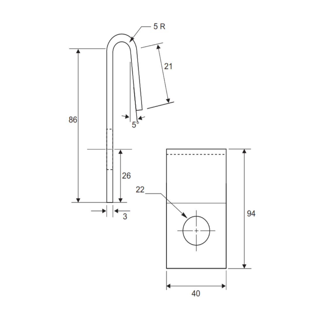PLANCHA DE COBRE-TIPO JOTA 3X400X86MM AP2015002 ARAGCU PT2