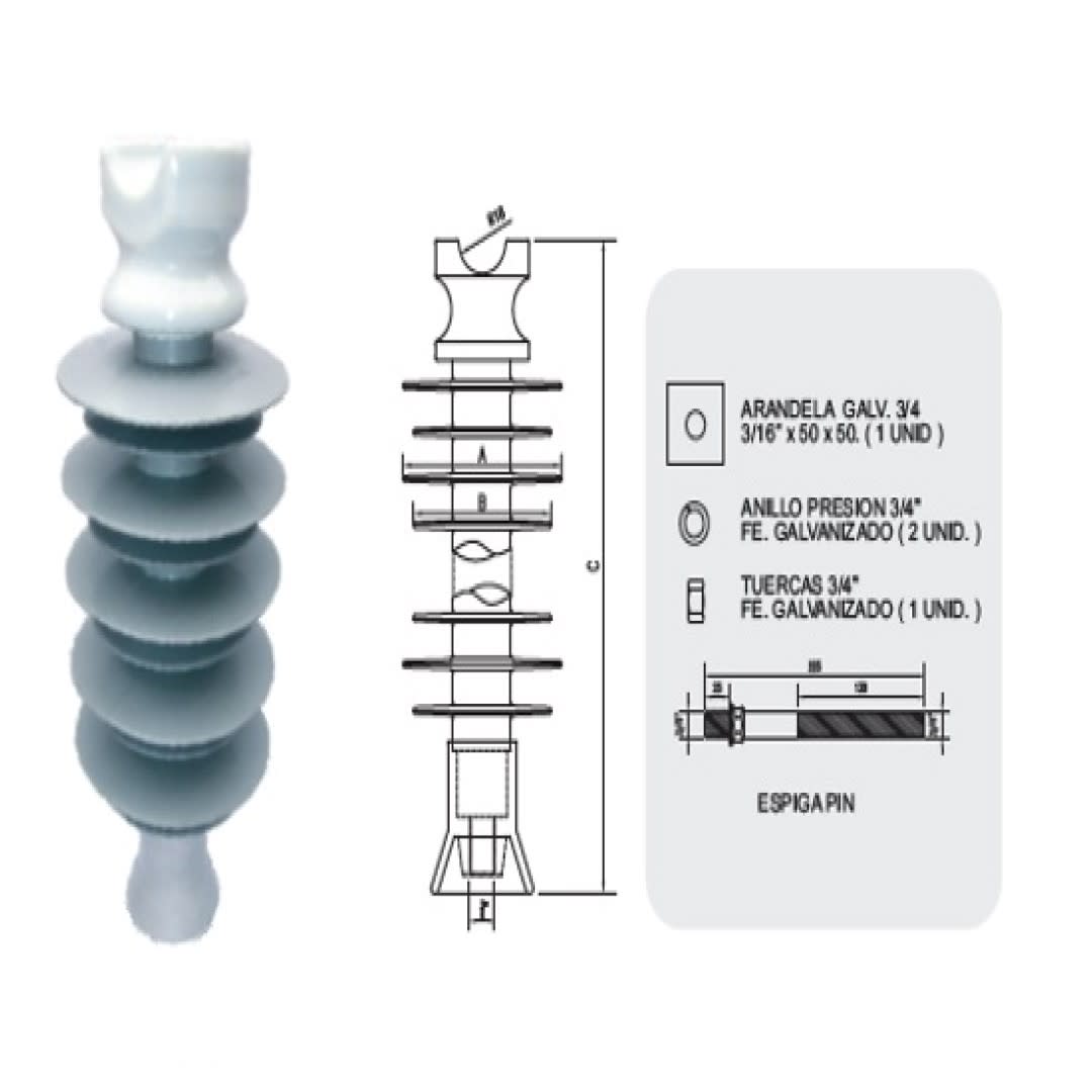AISLADOR POLIMERICO TIPO PIN STPC-A-28kV SILICON TECHNOLOGY