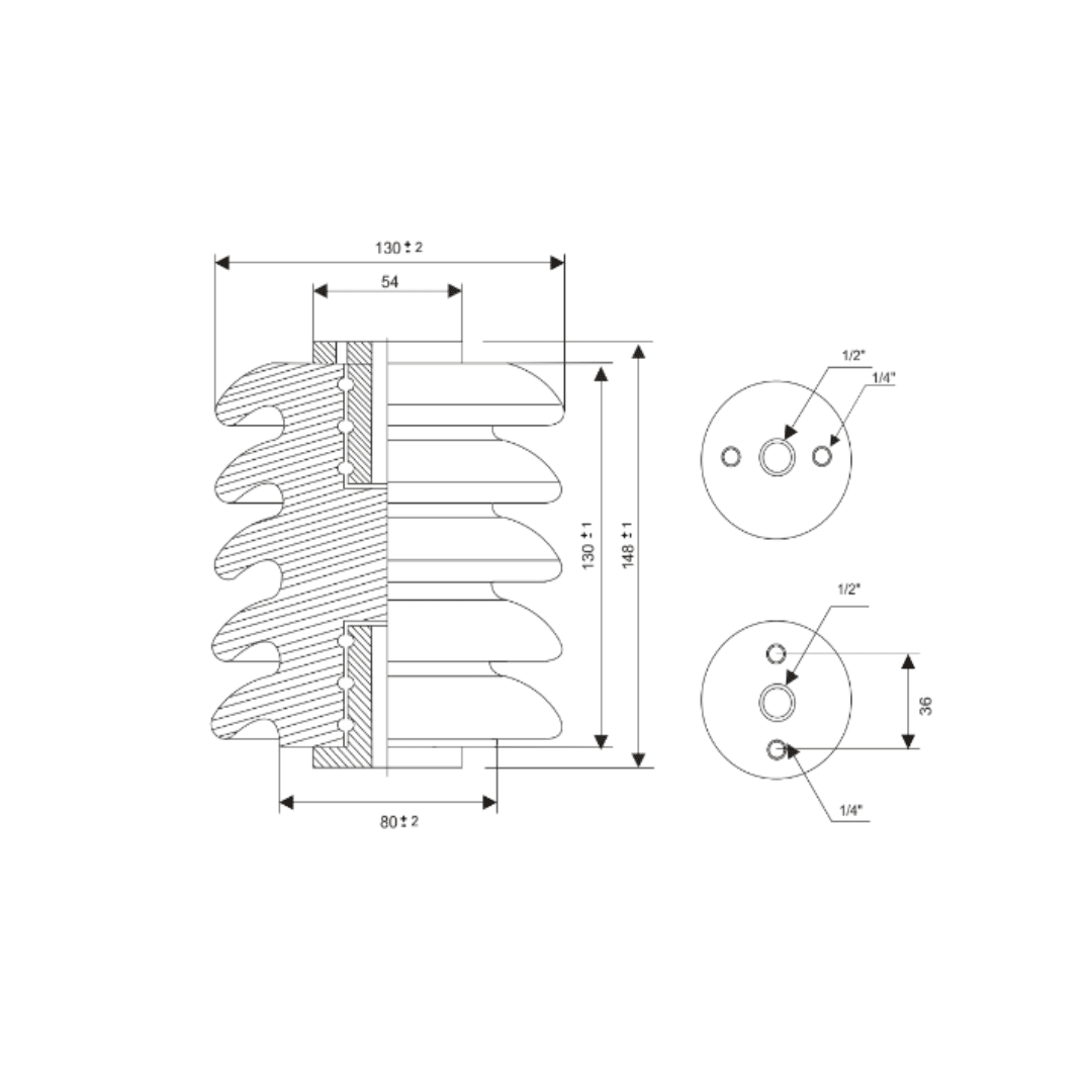 AISLADORSOPORTE USO EXTERIOR DE PORCELANA TIPO 15.15.01 MELBAT2