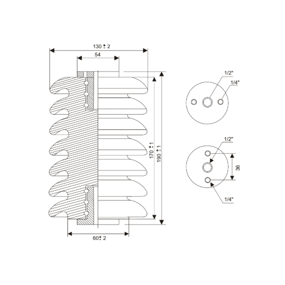AISLADOR SOPORTE USO EXTERIOR DE PORCELANA TIPO 15.25.01 MELBAT2
