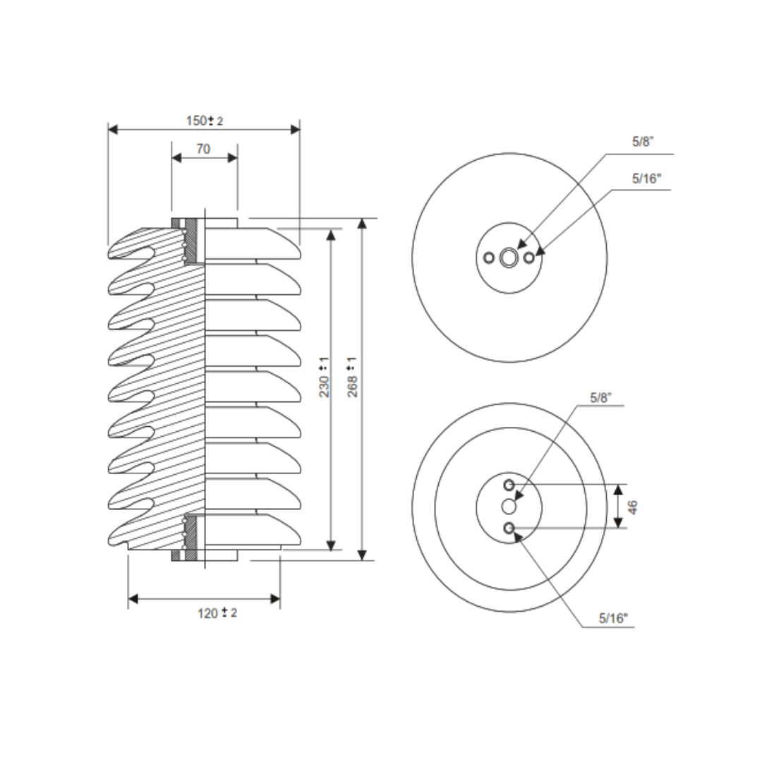 AISLADOR SOPORTE USO EXTERIOR DE PORCELANA TIPO 15.36.01 MELBAT2