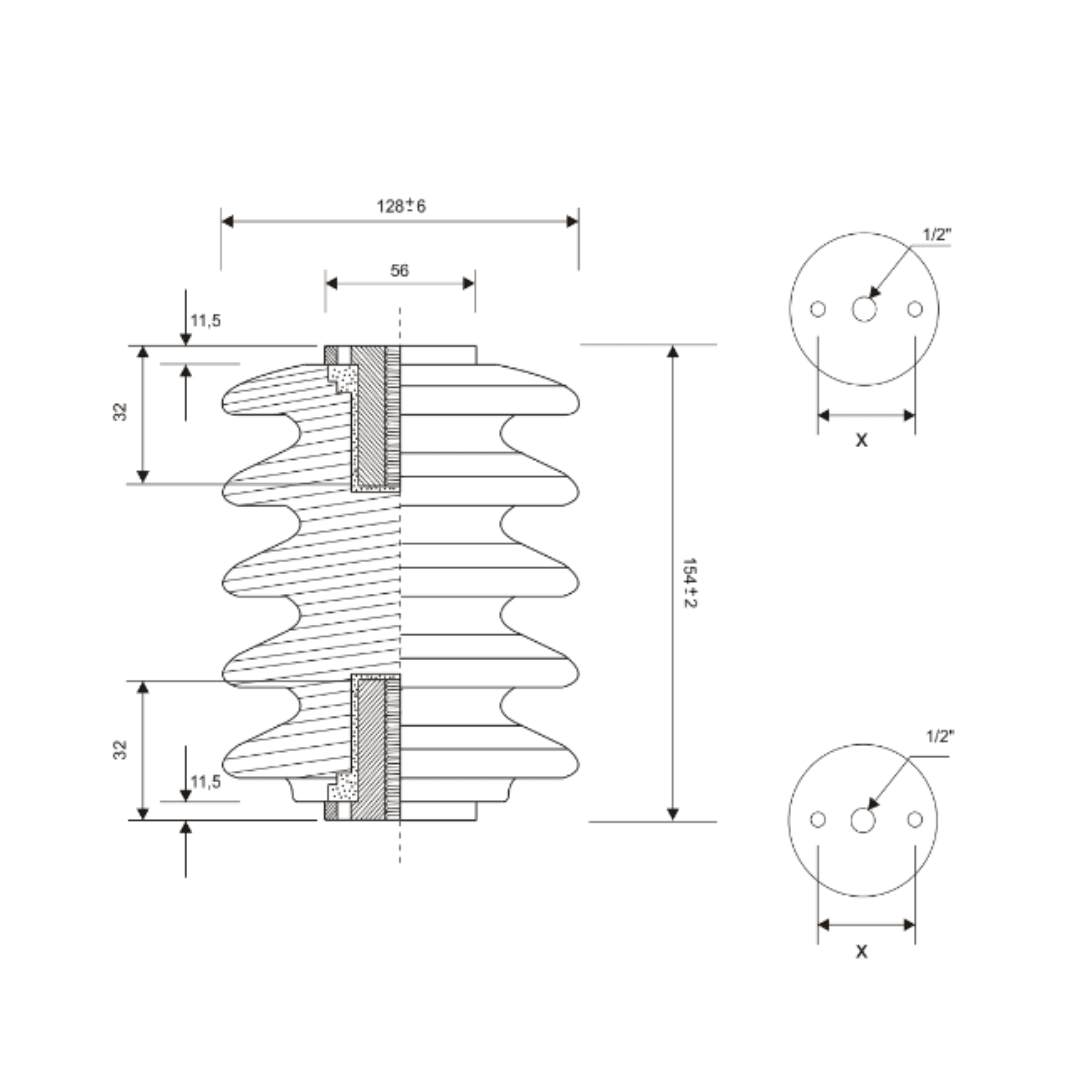 AISLADOR SOPORTE USO EXTERIOR DE PORCELANA TIPO 18.15.01 MELBAT2