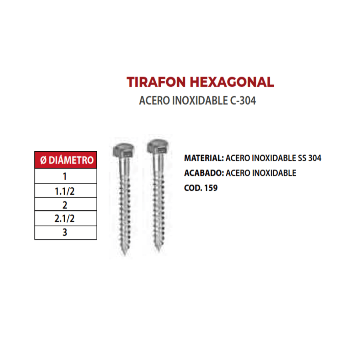 TIRAFON HEXAGONAL C-304 INOXIDABLE 1'' ARAGCU OUTLET3