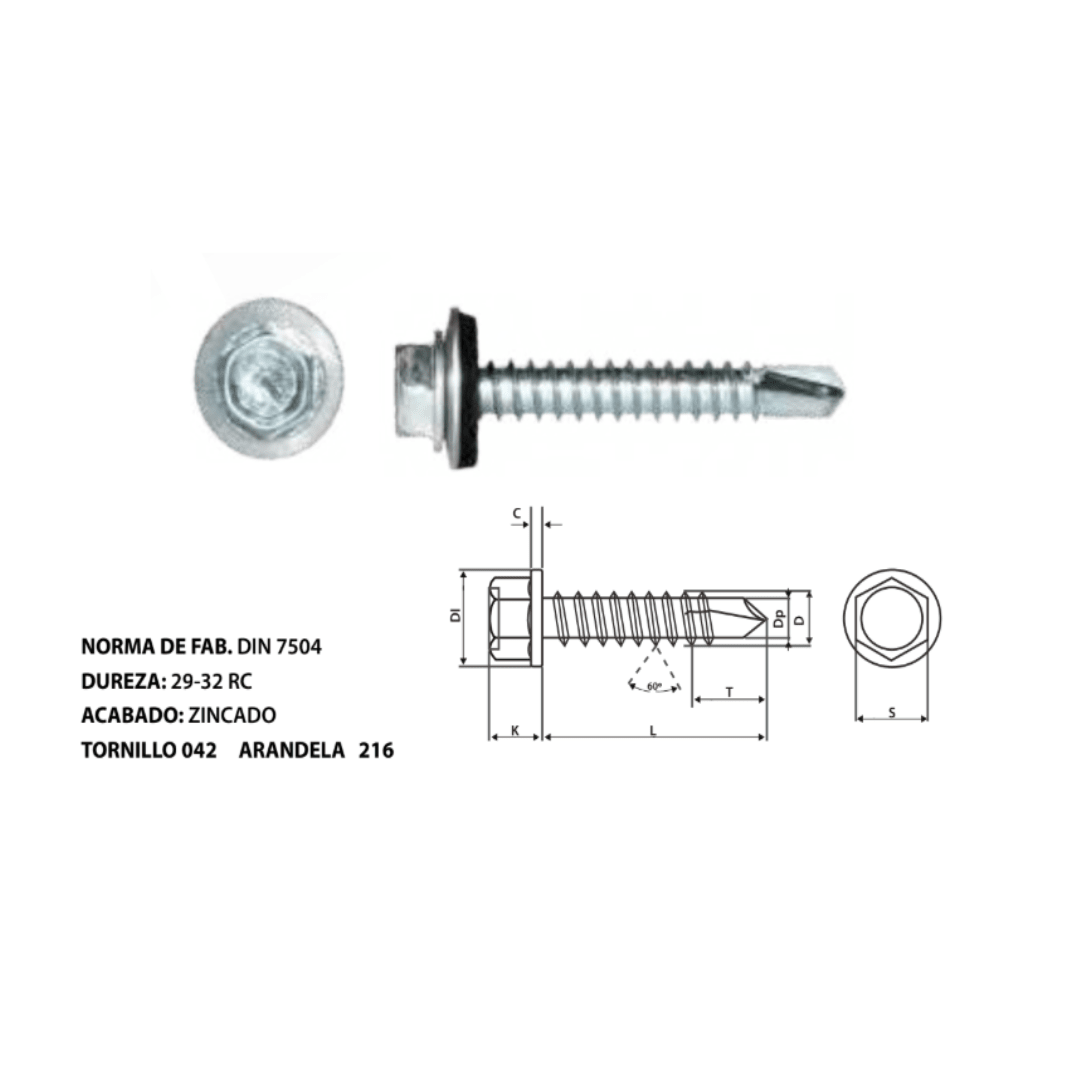 TORNILLO AUTOPERFORANTE PUNTA BROCA SIN ARANDELAS DE NEOPRENO ZINCADO N°14 ARAGCU OUTLET2