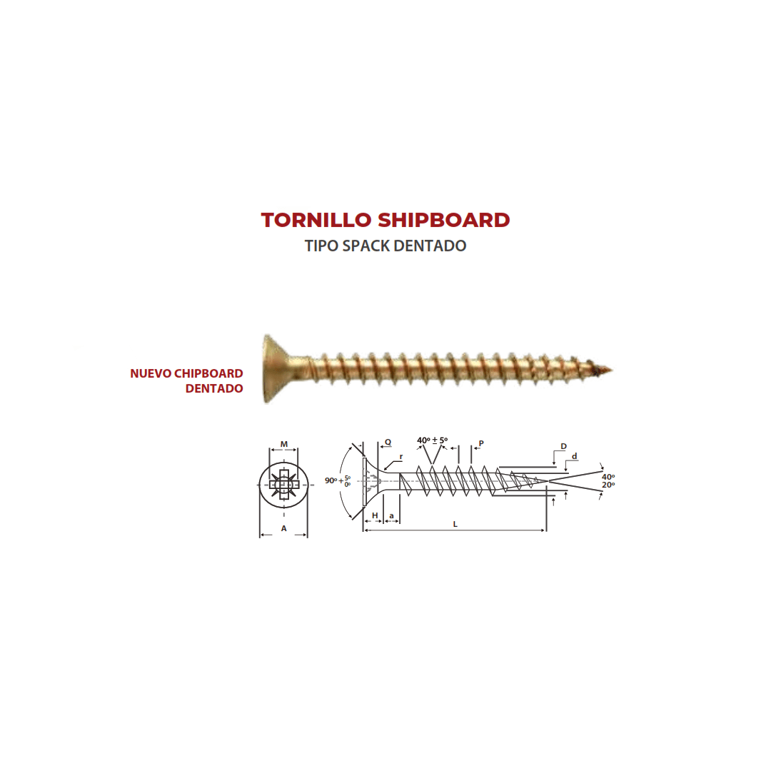 TORNILLO SHIPBOARD TIPO SPACK DENTADO ZINCADO AMARILLO M-3.5 ARAGCU OUTLET2