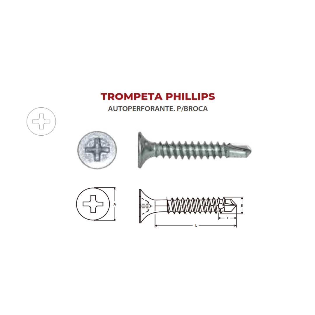 TROMPETA PHILLIPS AUTOPERFORANTE. P/BROCA NEGRO N°8 ARAGCU OUTLET2