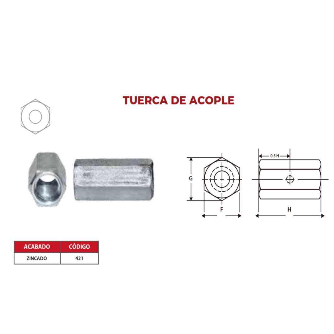TUERCA DE ACOPLE 7/16'' ZINCADO ARAGCU OUTLET2