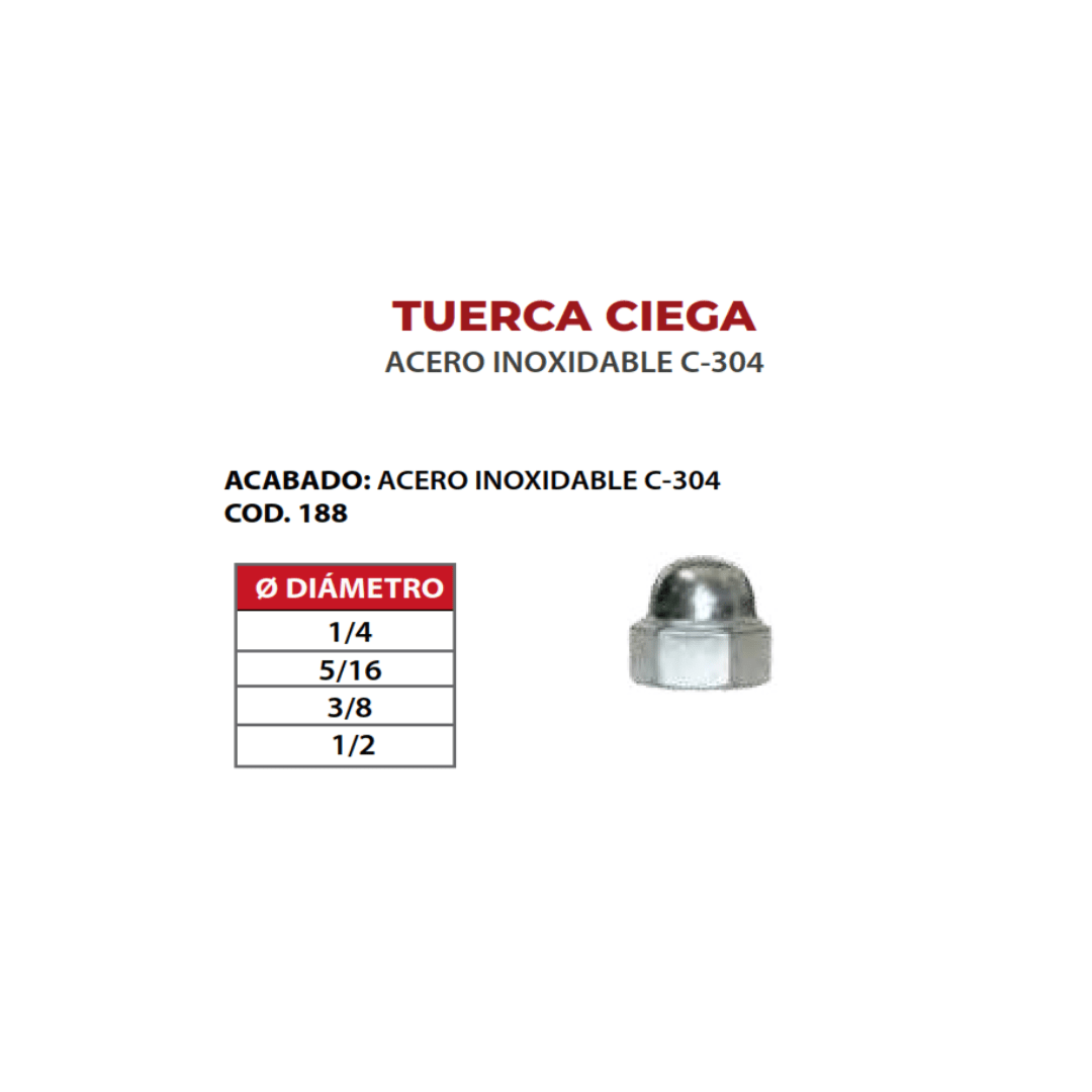 TUERCA CIEGA C-304 INOXIDABLE 5/16'' ARAGCU OUTLET2