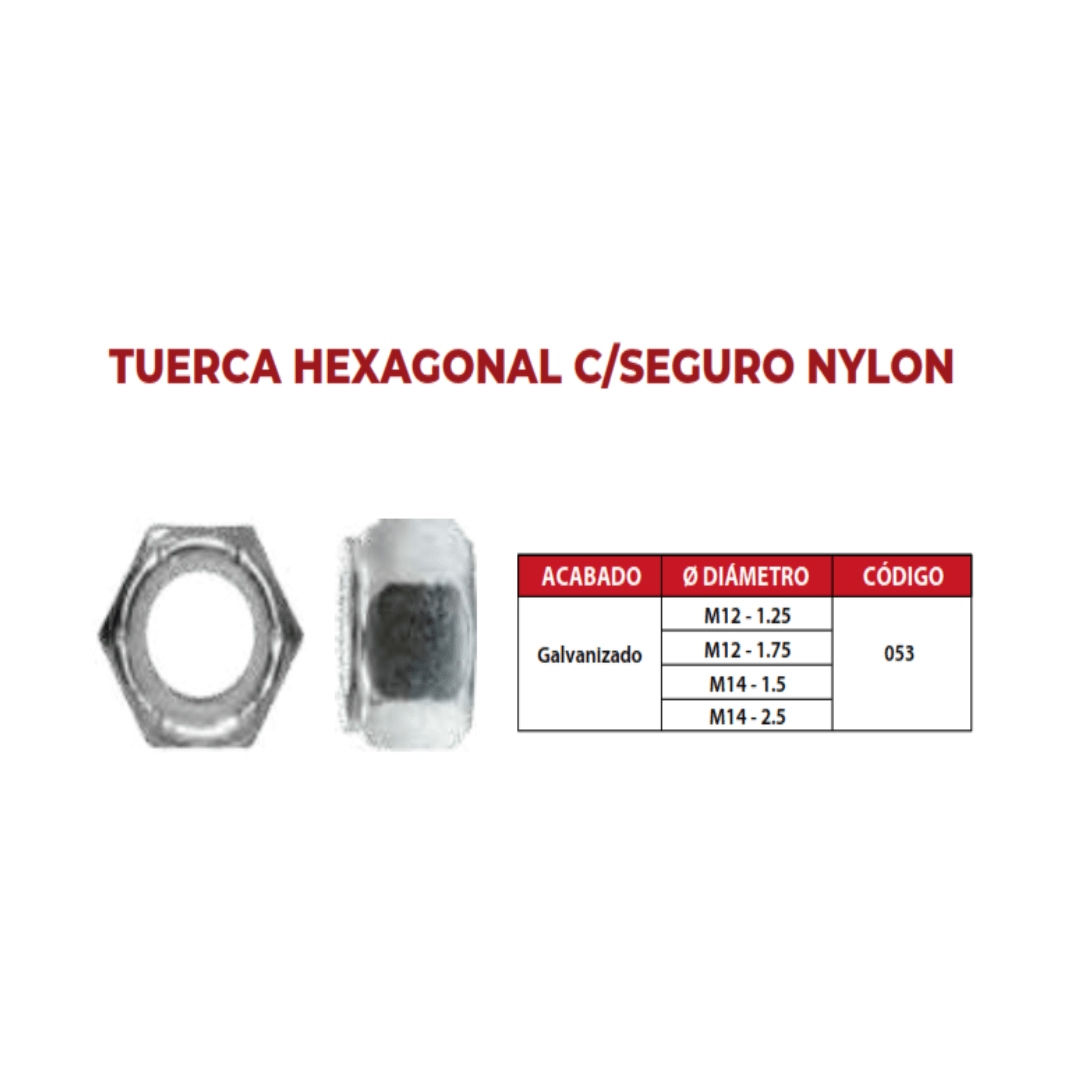 TUERCA HEX C/SEGURO NYLON M14-1.5'' ZINCADO ARAGCU OUTLET2