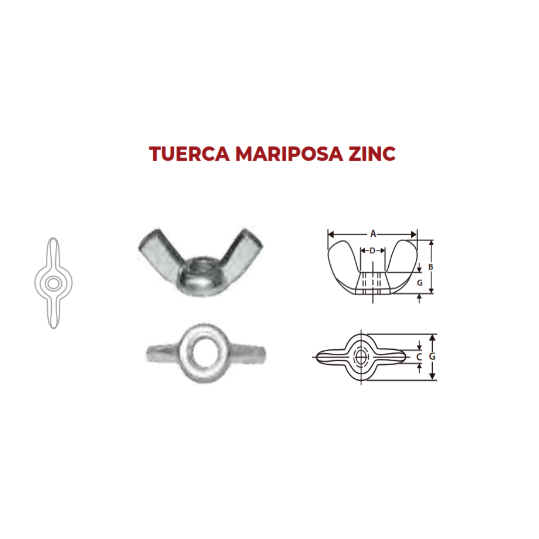 TUERCA MARIPOSA 3/8'' ZINCADO ARAGCU OUTLET2