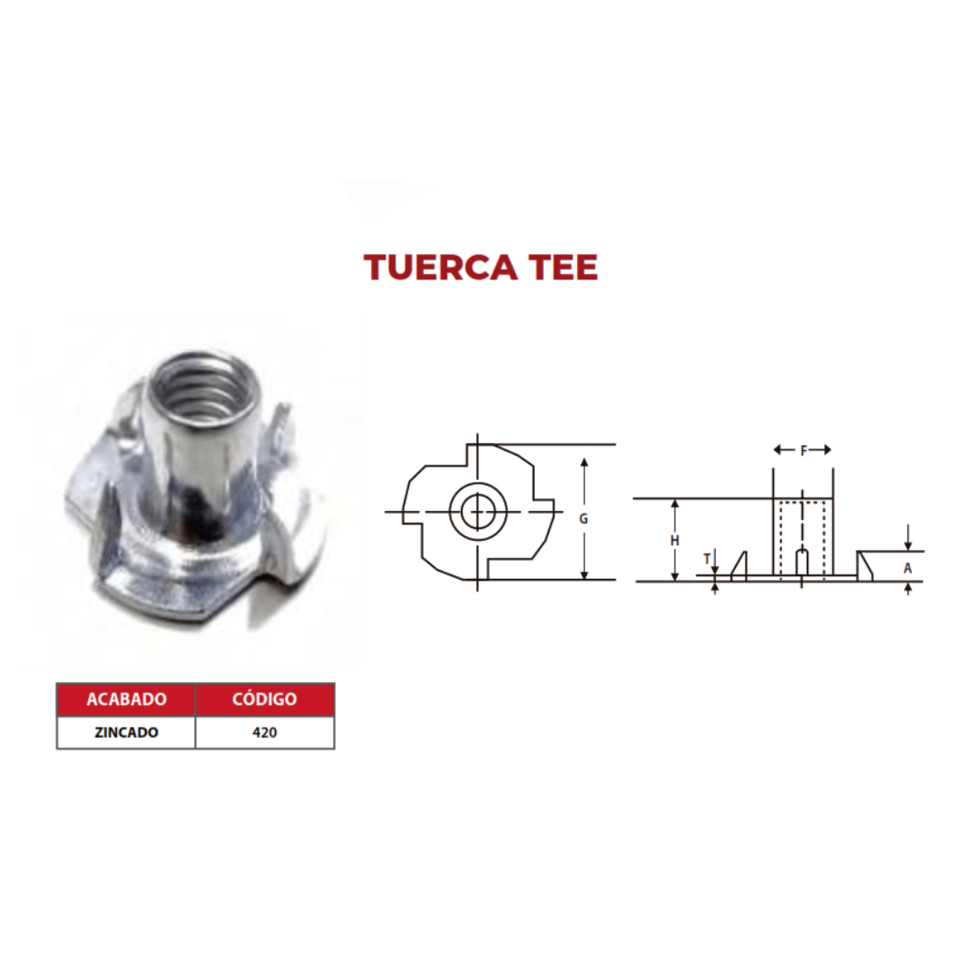 TUERCA TEE 1/4'' ZINCADO ARAGCU OUTLET2