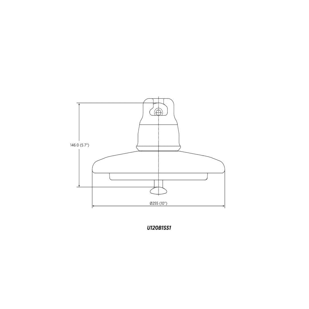 AISLADOR DE VIDRIO ESTÁNDAR CUENCA Y BOLA 120KN 320MM U120B1SS1 GAMMA2