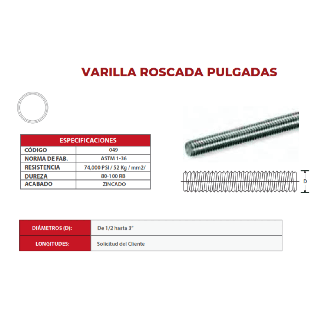 VARILLA ROSCADA PULGADA ZINCADO 1/2'' ARAGCU OUTLET2