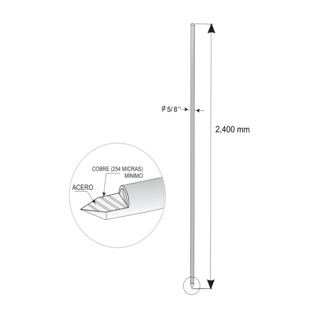 VARILLA COPPERWELD 5/8''X2.10MT AP2011006 ARAGCU PT4
