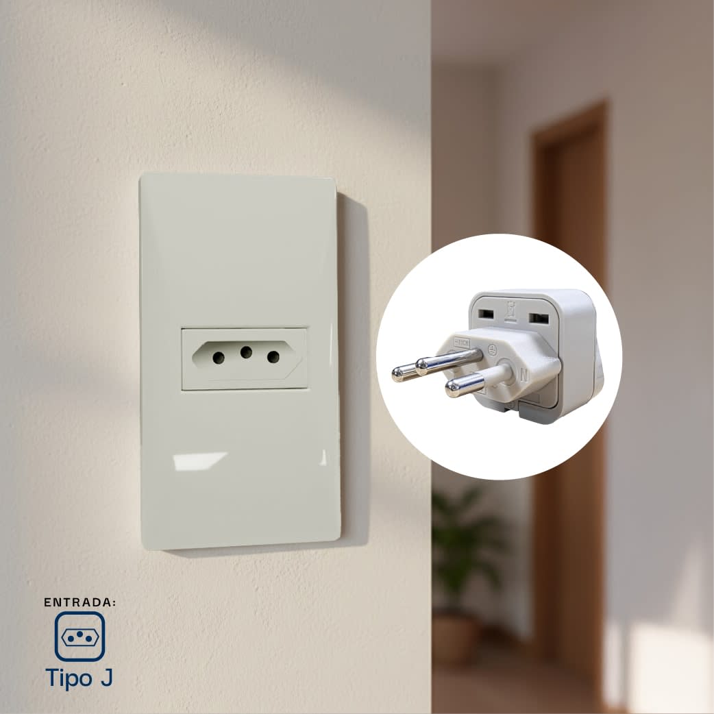 ADAPTADOR UNIVERSAL 10A 250V PARA USO BRASIL COLOR GRIS RESISTENTE WONPRO3