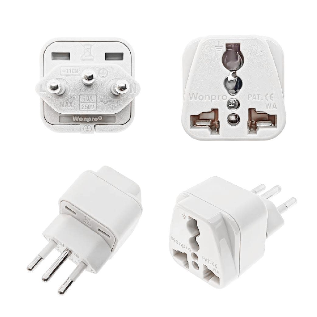 ADAPTADOR UNIVERSAL 10A 250V PARA USO BRASIL COLOR GRIS WONPRO2