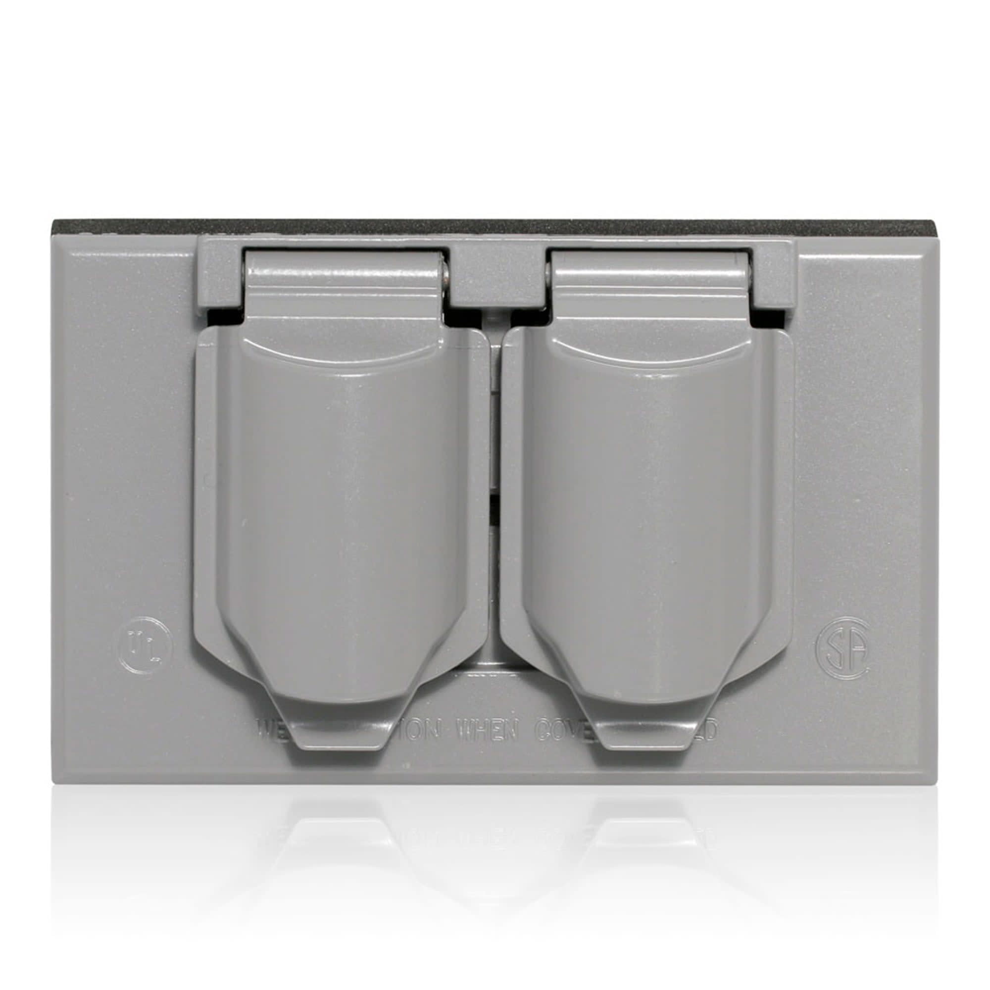 PLACA DOBLE HERMETICA HORIZONTAL ALUMINIO WM1D-GY LEVITON