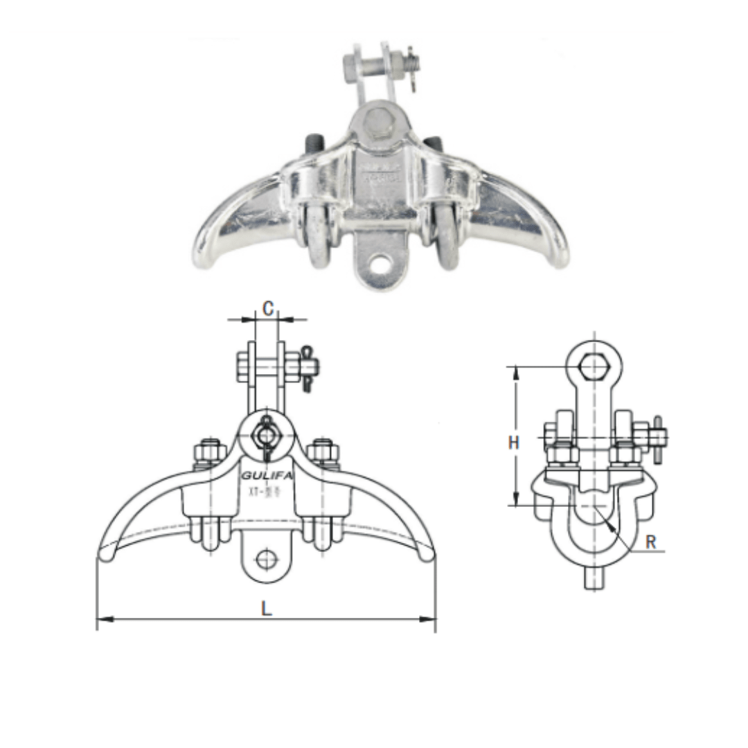 GRAPAS DE SUSPENSION ALUMINIO (TIPO BARQUITO) MODELO XT-6040 32.0-40.0MM 60KN ARAGCU HE1