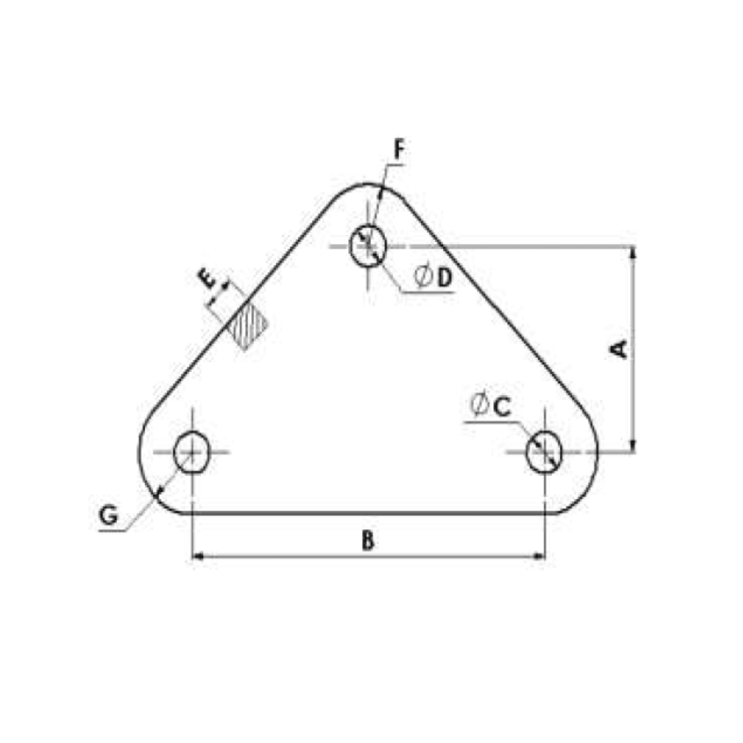 YUGOS TRIANGULARES Ø:20MM L:70X100MM MODELO ET-20 ARAGCU AT2