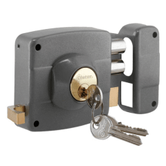 Cerradura Exterior Sobreponer Oister 110 - Gris Para Puertas De Madera