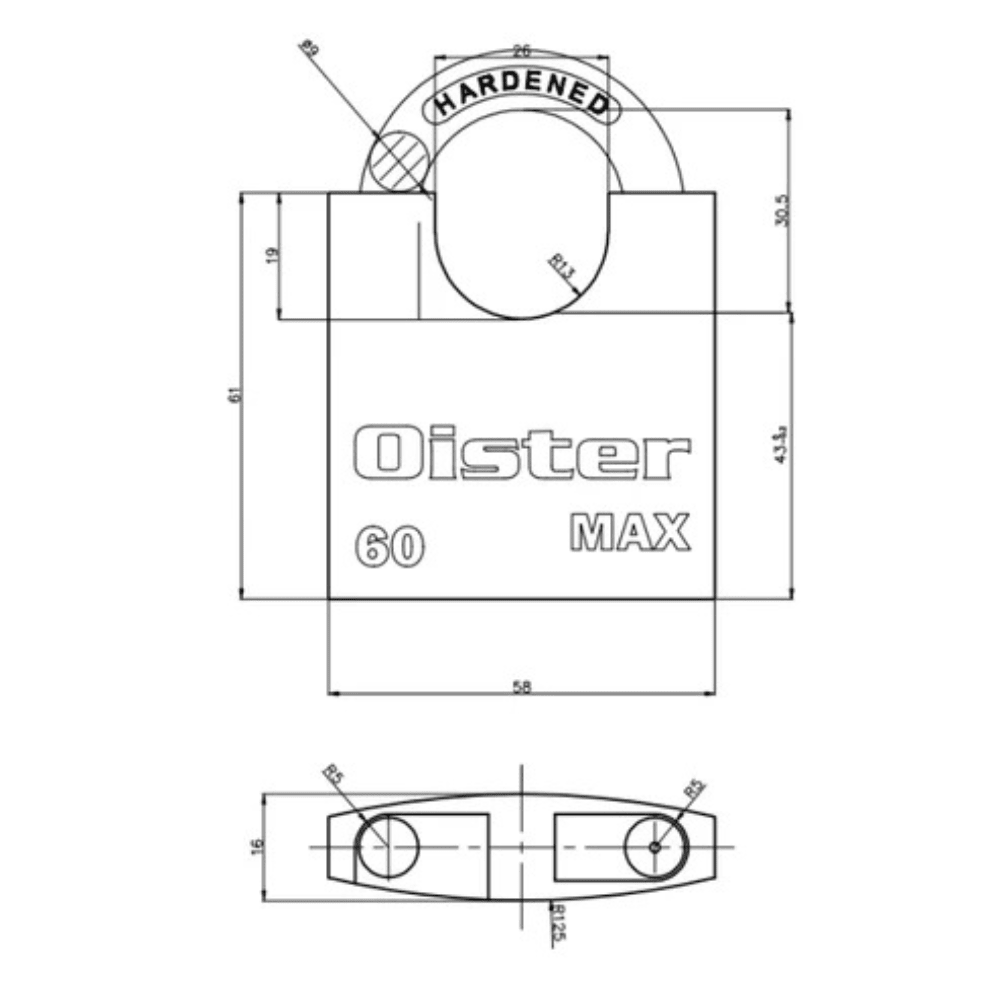 Candado Oister Max Con Hombros 60mm2