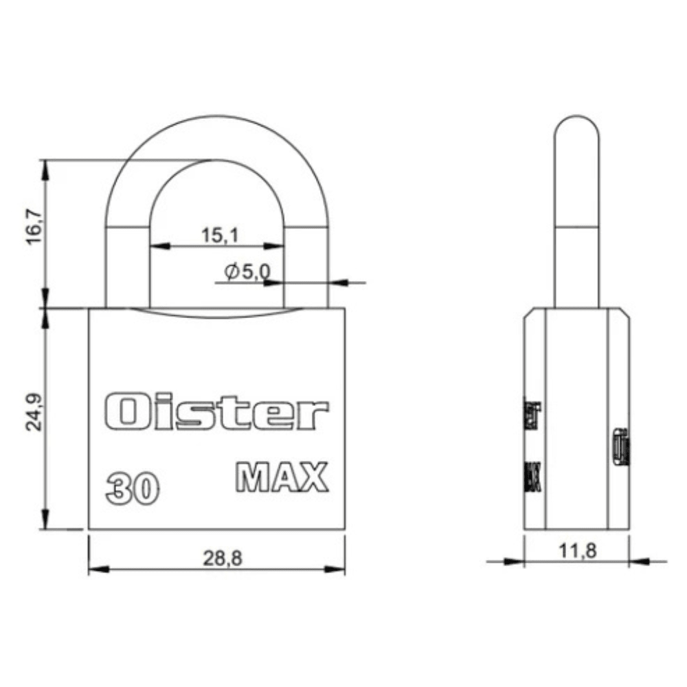 Candado Max Bronce E30 30mm Oister3