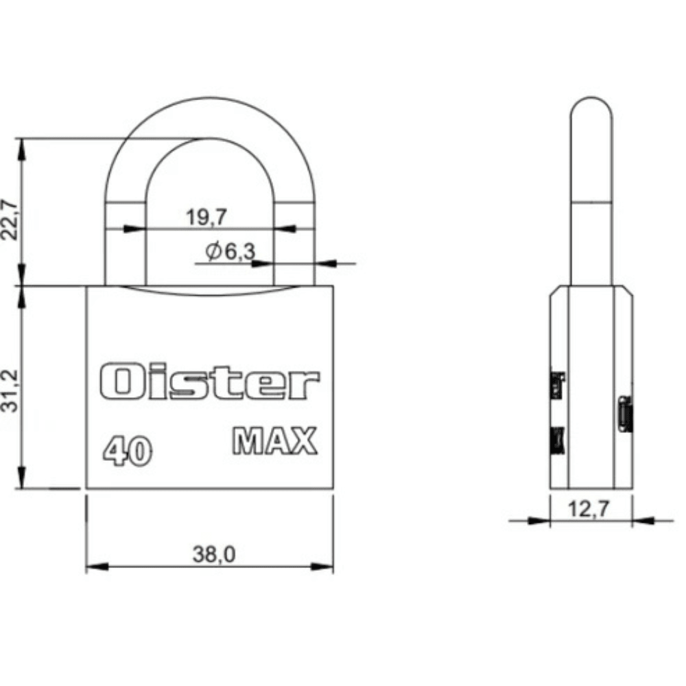 Candado Max Bronce E40 40mm Oister3