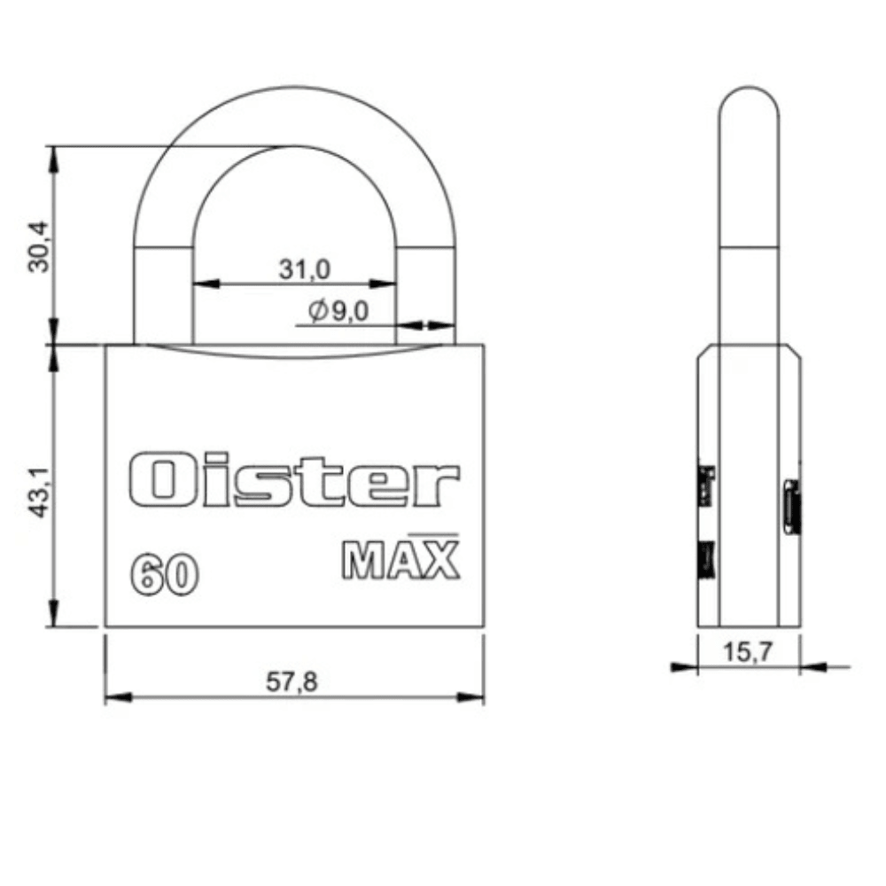 Candado Max Bronce E60 60mm Oister4