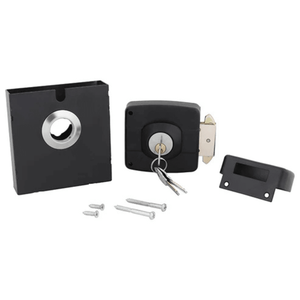 Cerradura Exterior Sobreponer Odis 393 Con Caja Metálica Para Reja, Puerta Metálica O Corredera2